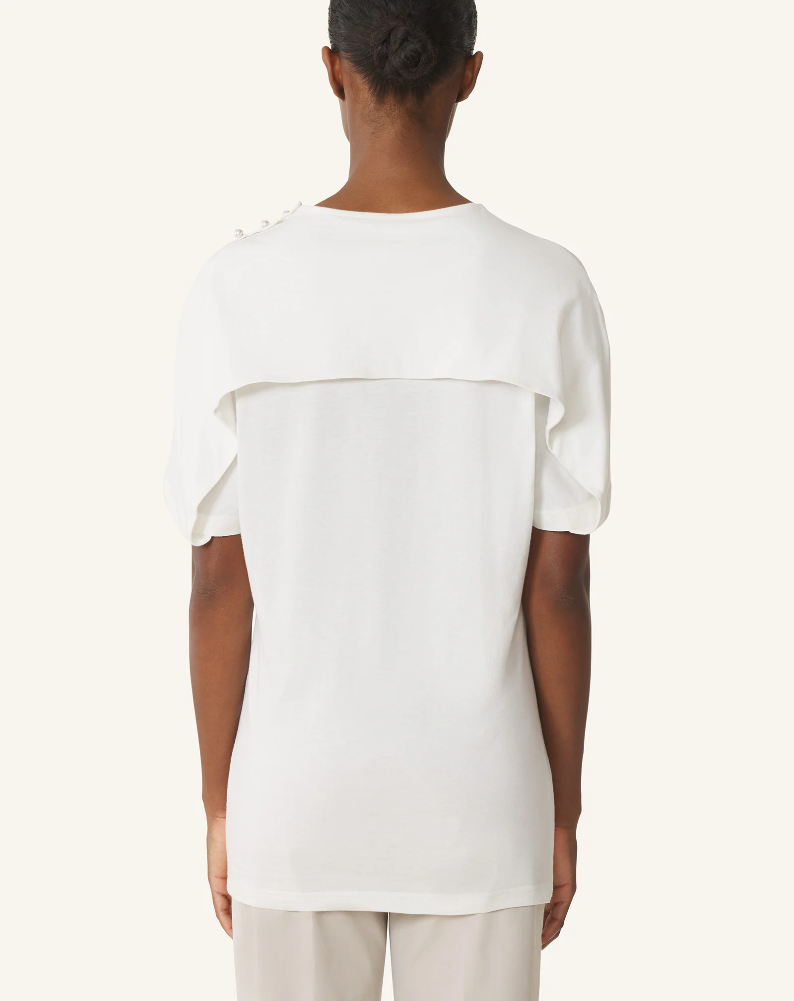 CAPE-EFFECT T-SHIRT IN COTTON AND SILK - Image 4