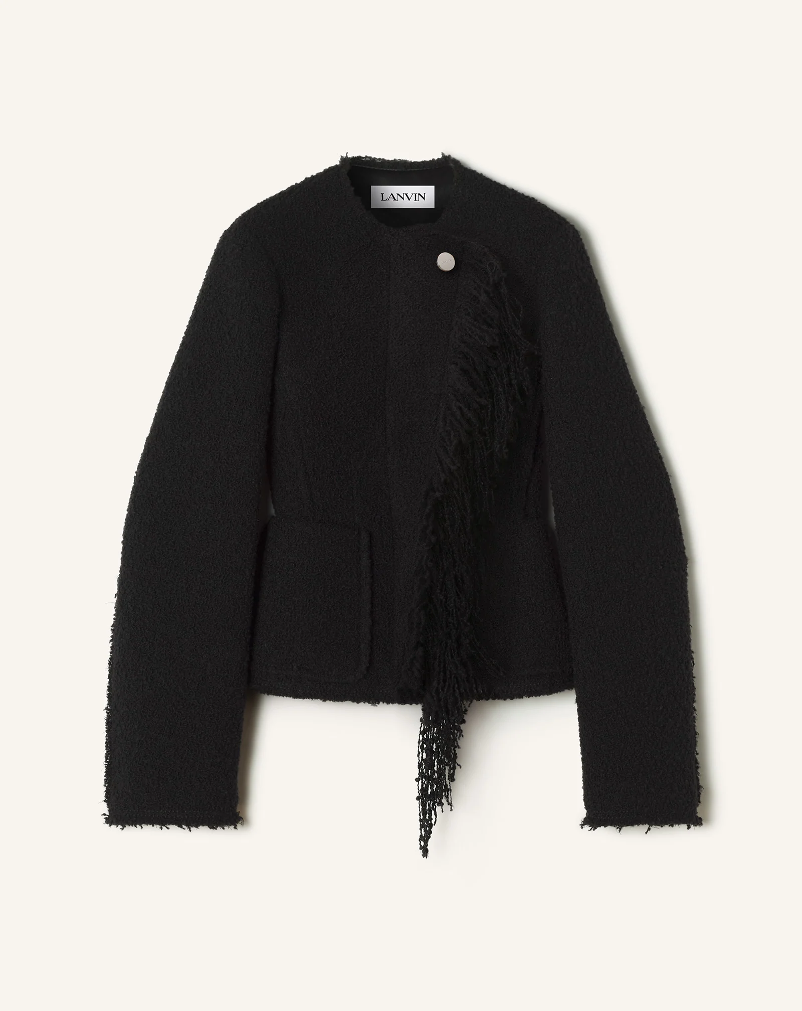 ASYMMETRICAL JACKET IN BOUCLÉ WOOL