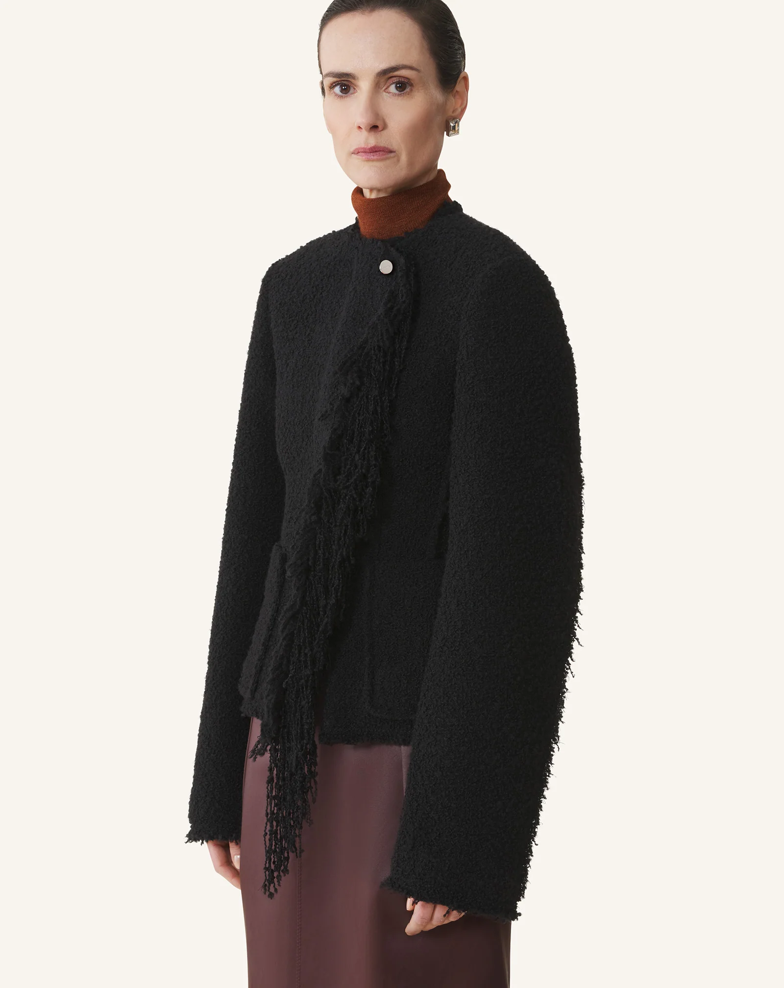 ASYMMETRICAL JACKET IN BOUCLÉ WOOL - Image 3