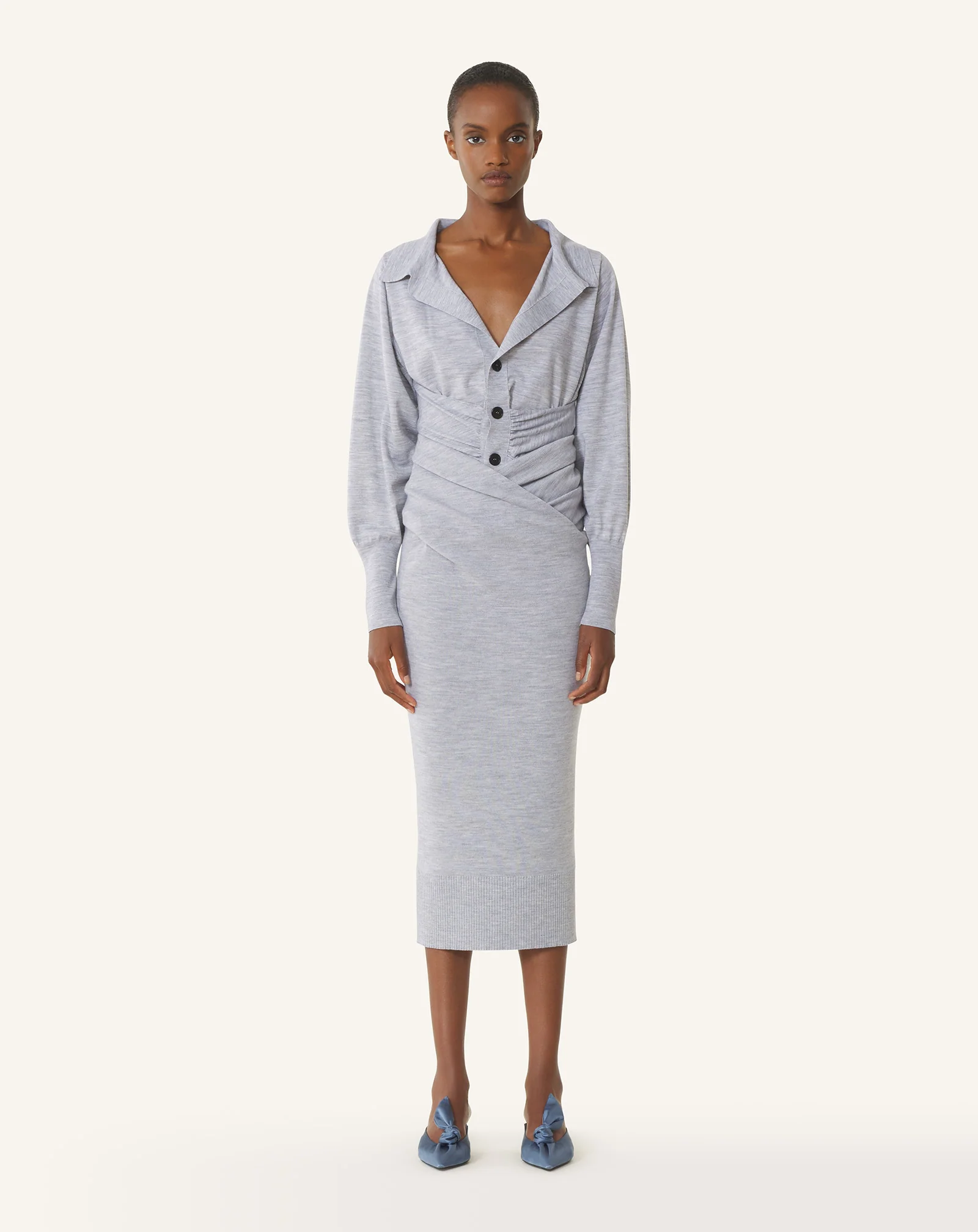 DRAPED MIDI SKIRT IN WOOL - Image 2