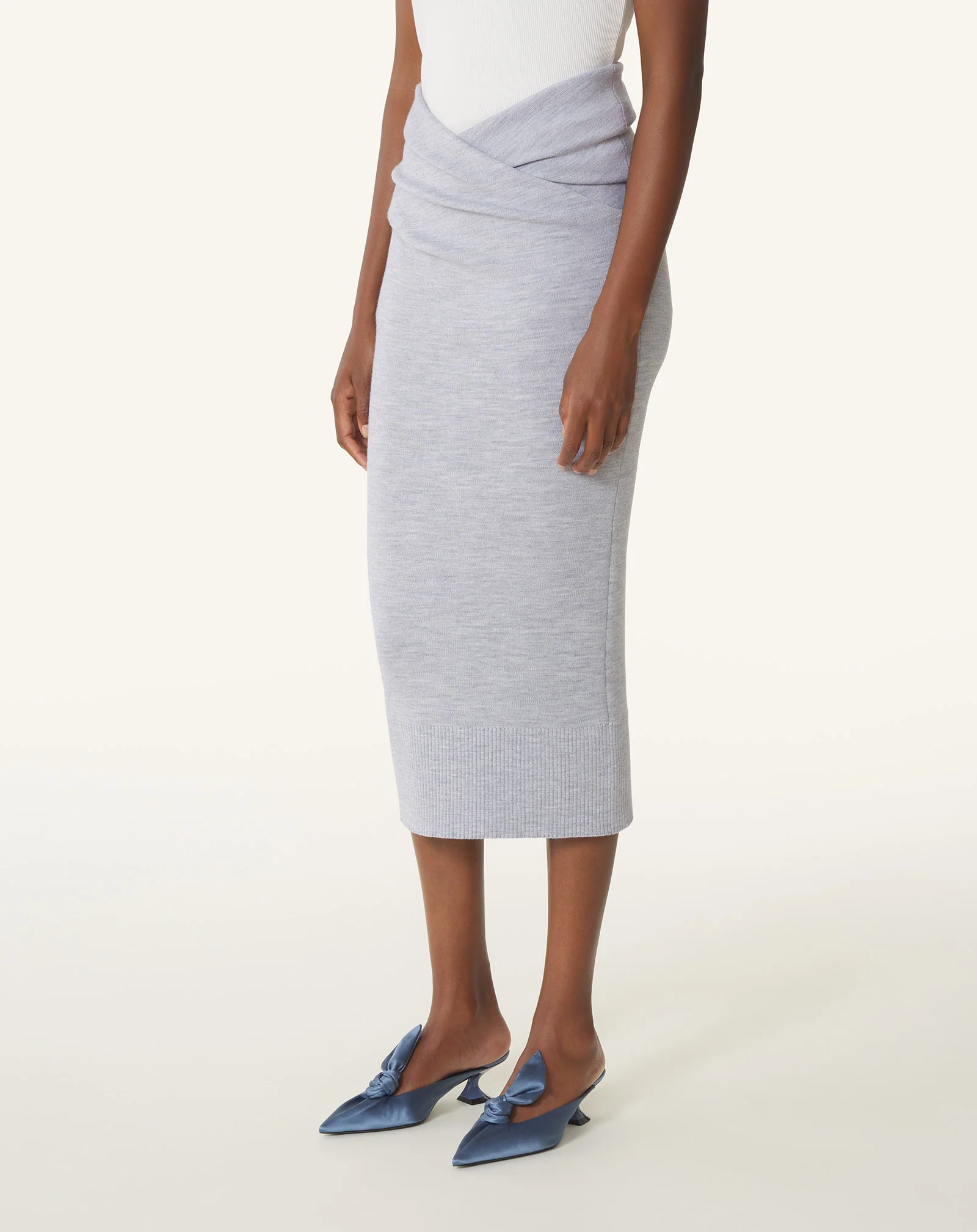 DRAPED MIDI SKIRT IN WOOL - Image 3