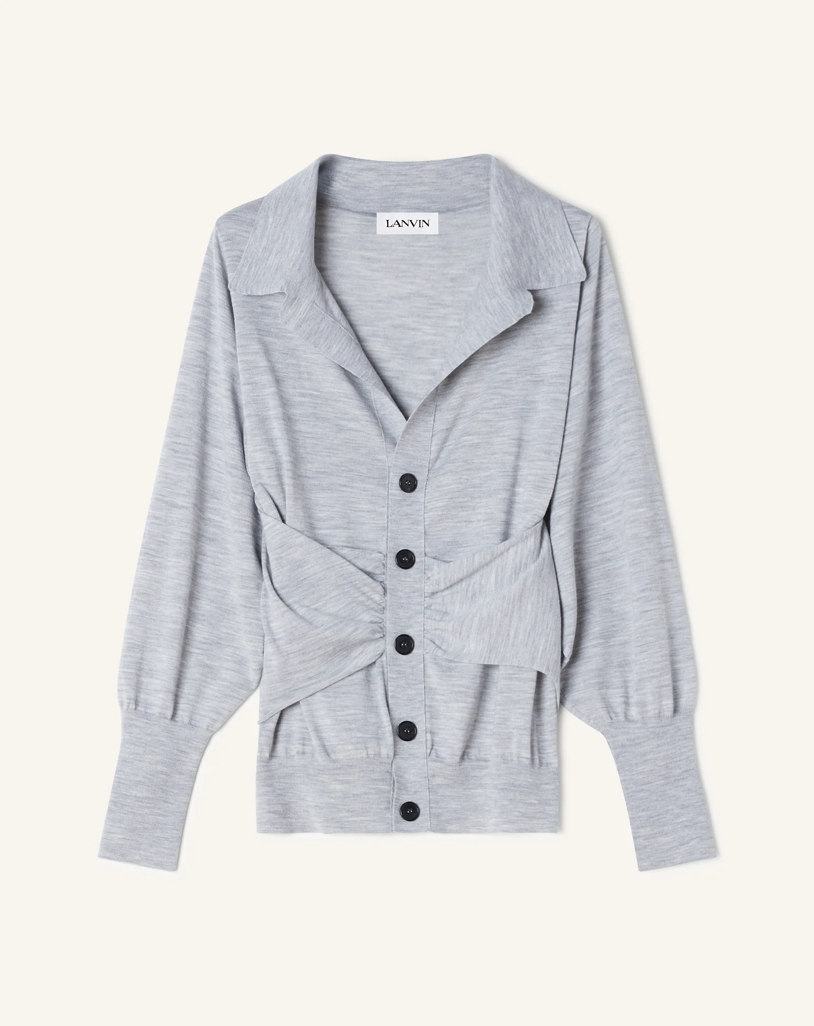 DRAPED WOOL CARDIGAN