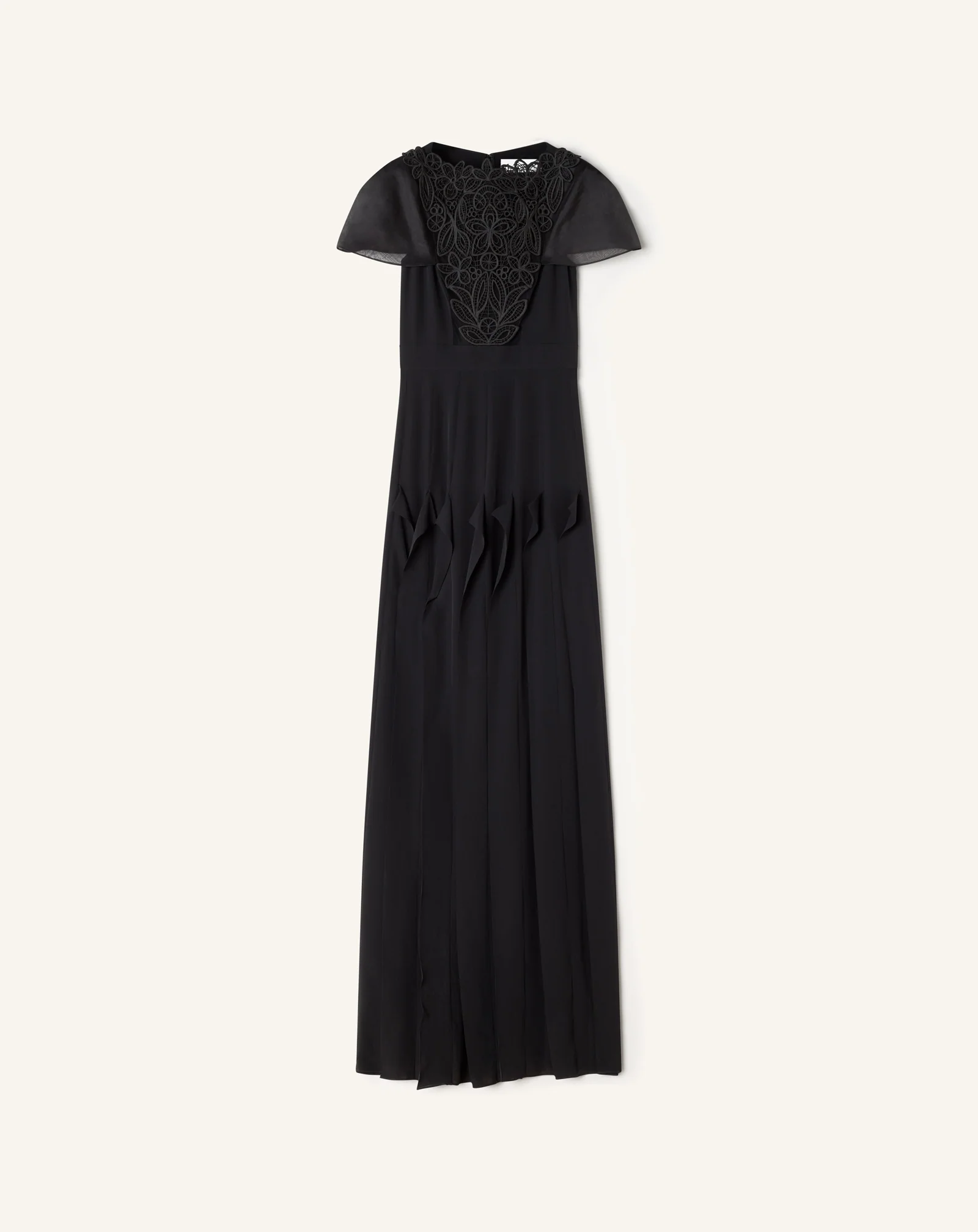 EMBROIDERED BIB DRESS IN SILK GEORGETTE