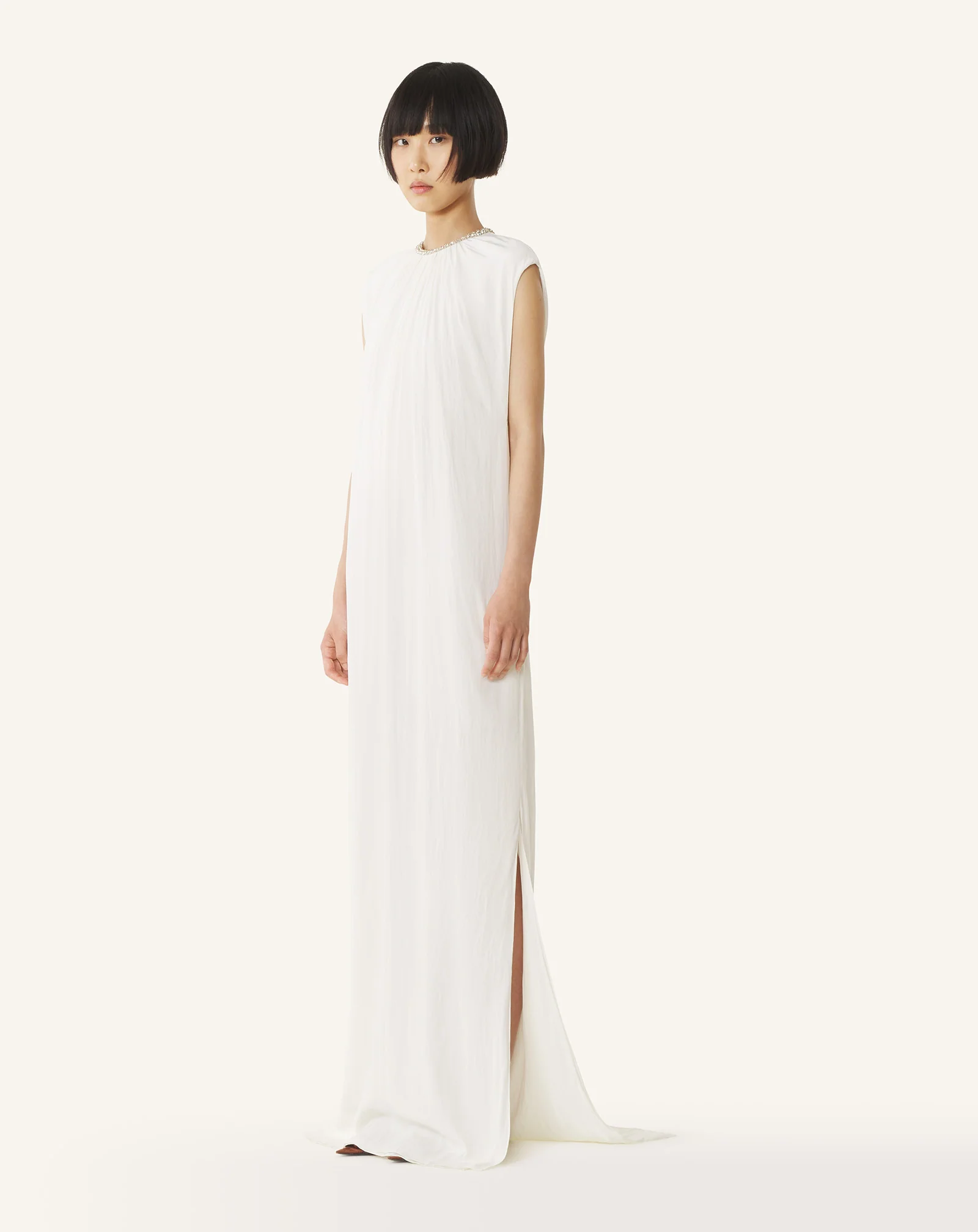 EMBROIDERED DRESS IN CHARMEUSE - Image 3