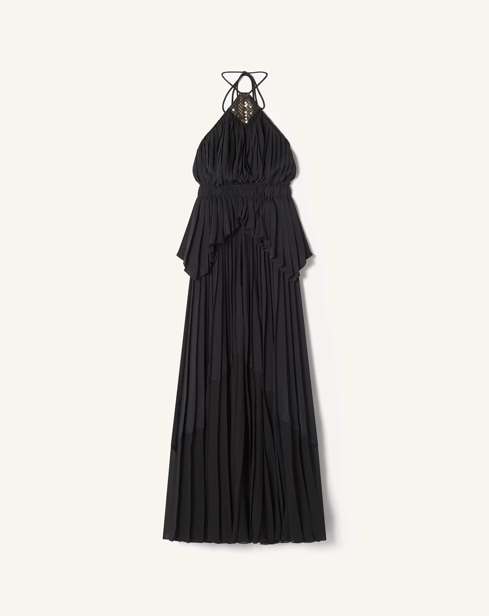 EMBROIDERED DRESS IN SILK AND CHARMEUSE