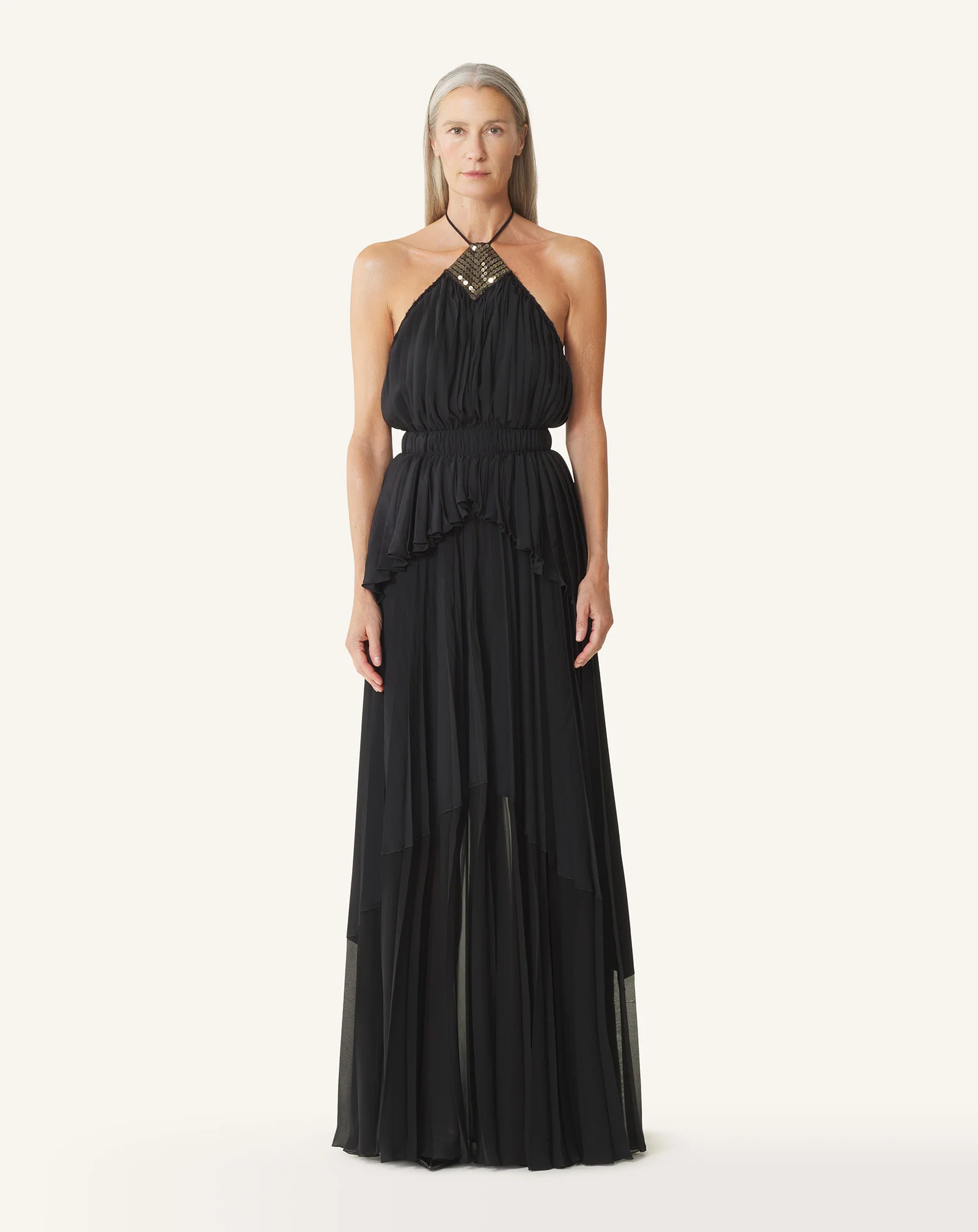 EMBROIDERED DRESS IN SILK AND CHARMEUSE - Image 2