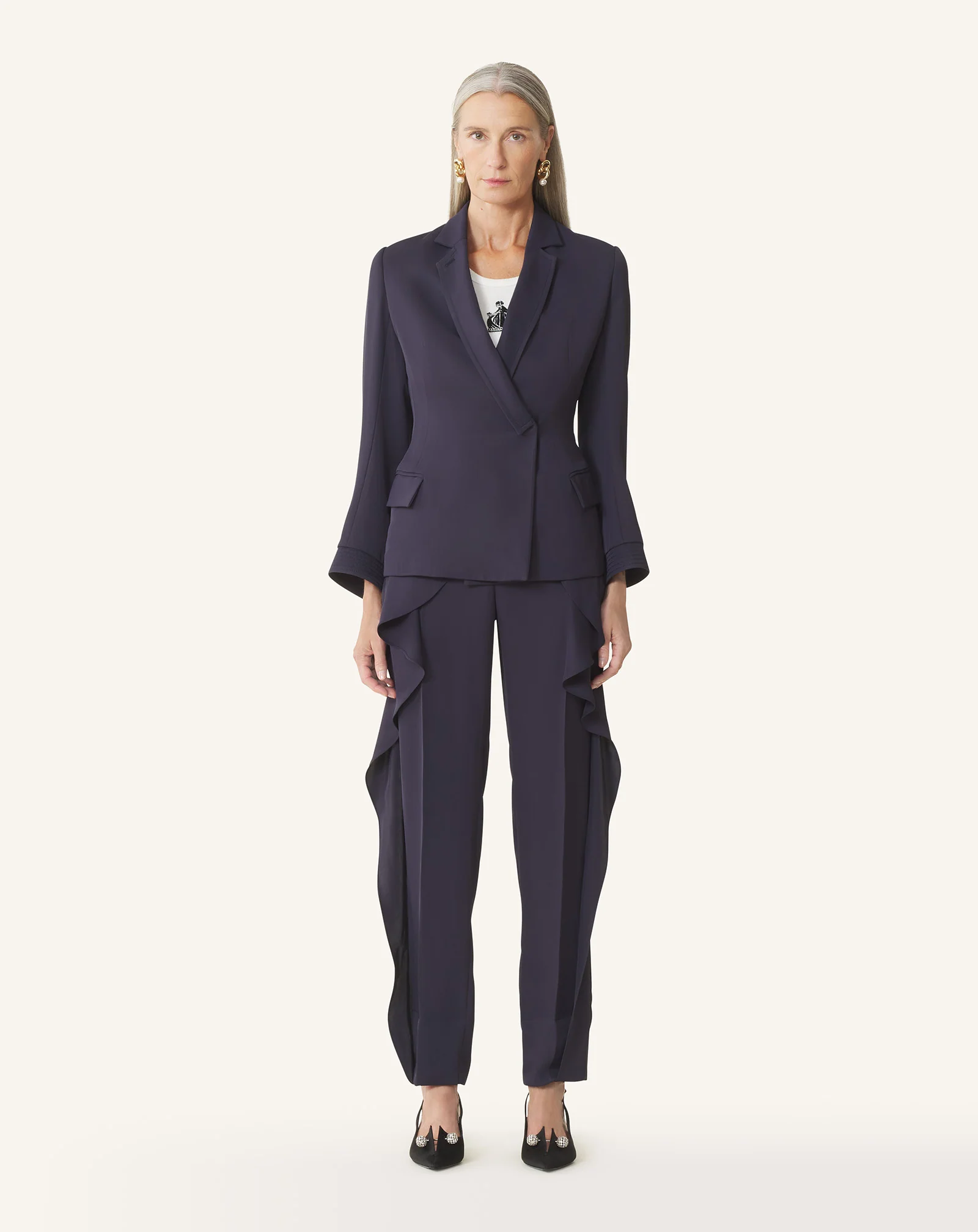 FRILLED TWILL PANTS - Image 2
