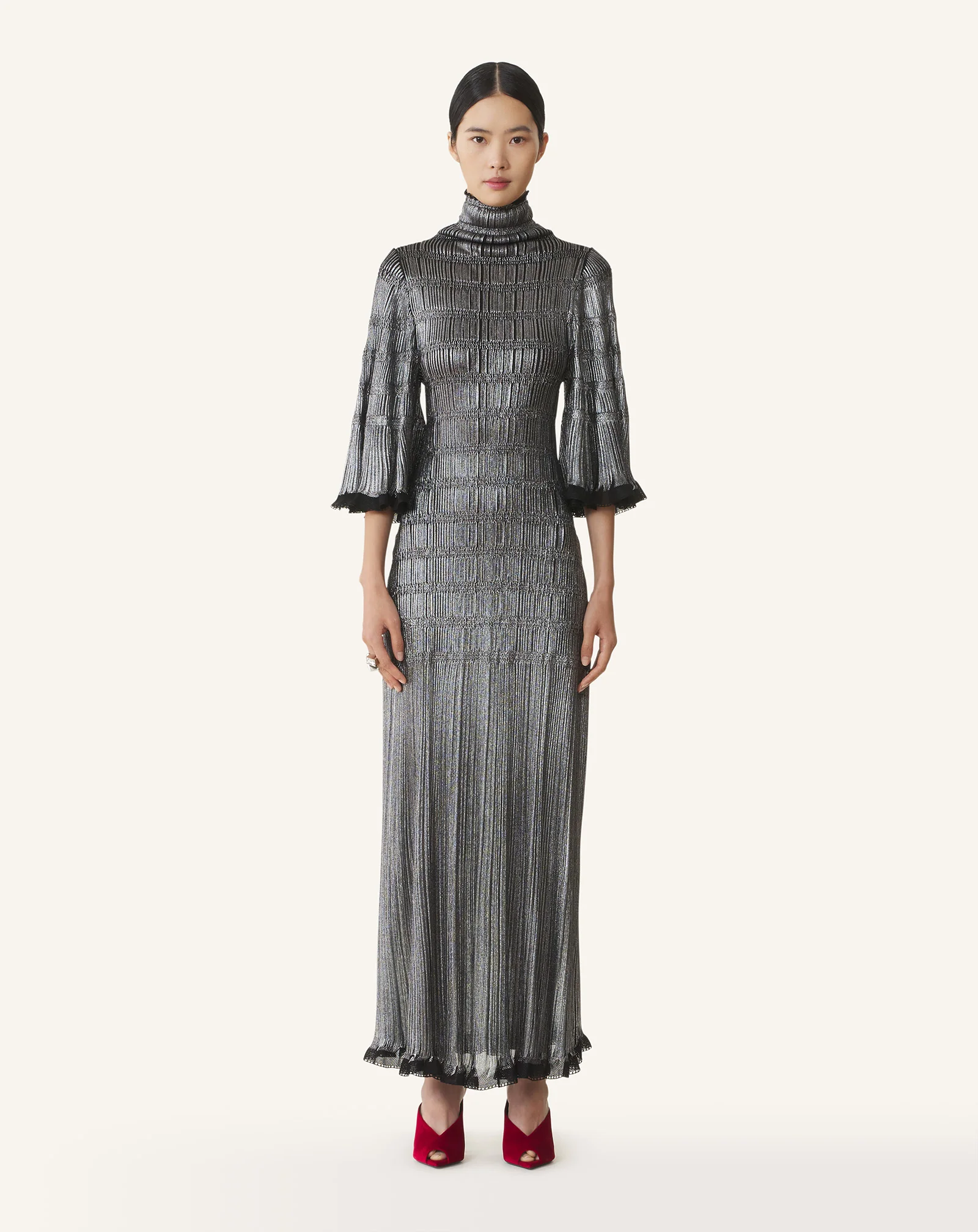 MIDI DRESS IN METALLIC VISCOSE - Image 2