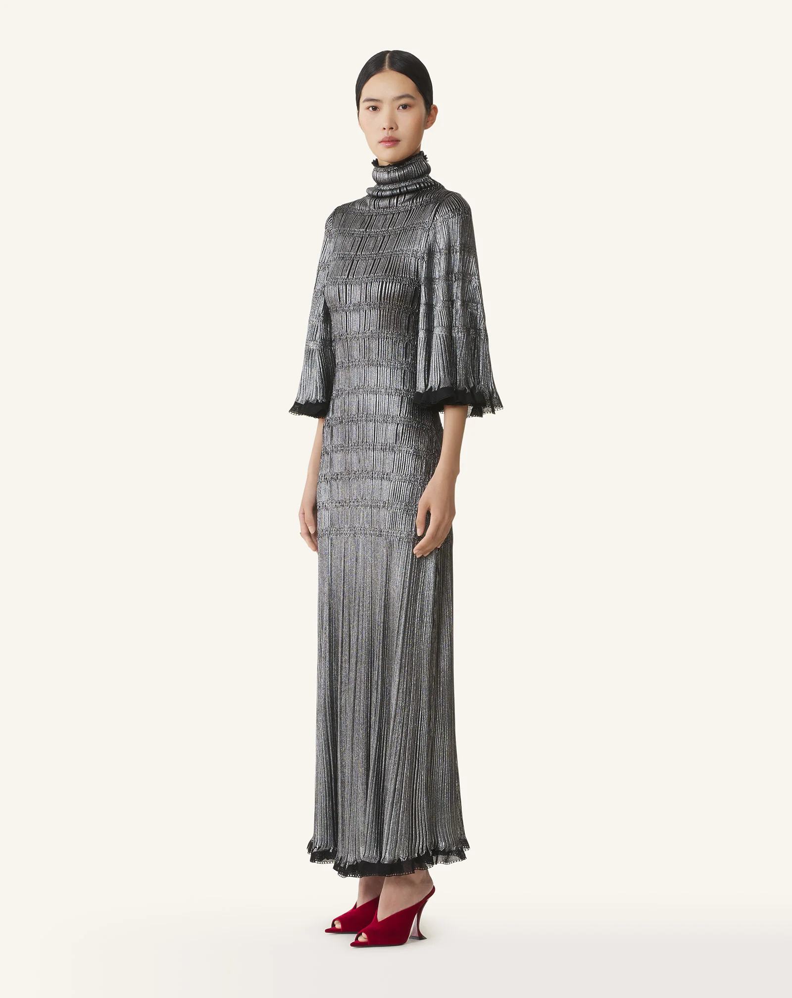 MIDI DRESS IN METALLIC VISCOSE - Image 3