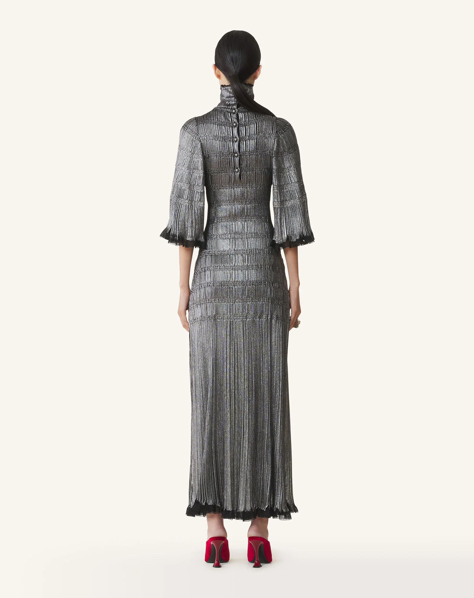 MIDI DRESS IN METALLIC VISCOSE - Image 4
