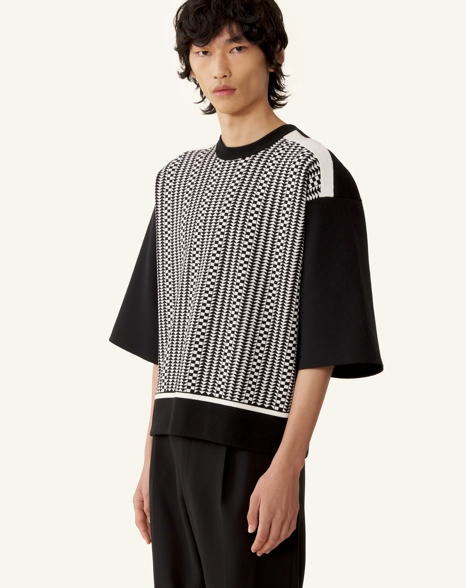 LOOSE-FIT T-SHIRT IN SILK AND COTTON JACQUARD - Image 3