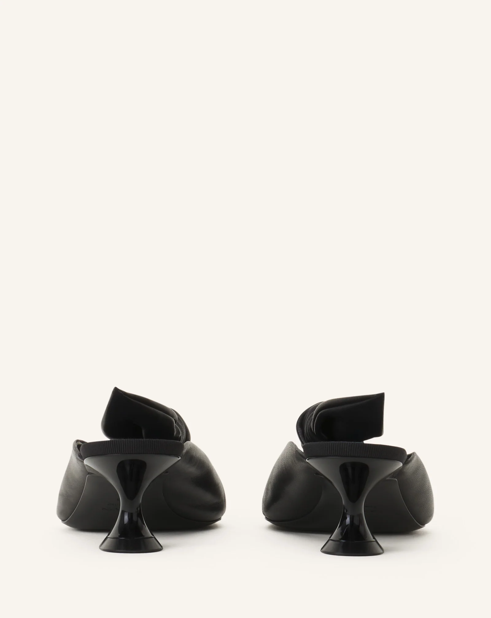 MIDNIGHT STEP HEELED MULES WITH A LEATHER BOW - Image 3