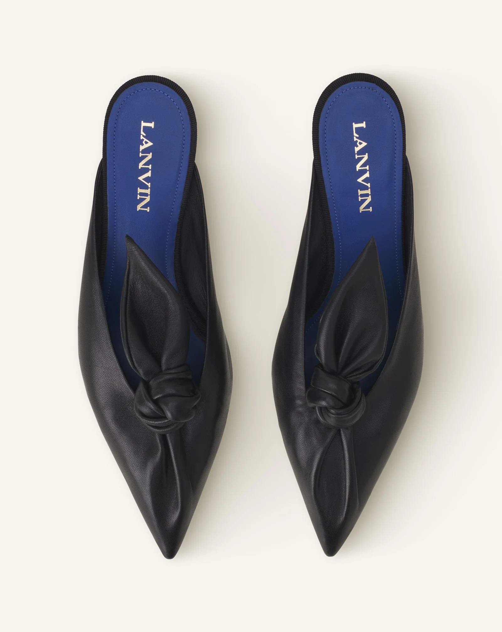 MIDNIGHT STEP HEELED MULES WITH A LEATHER BOW - Image 4