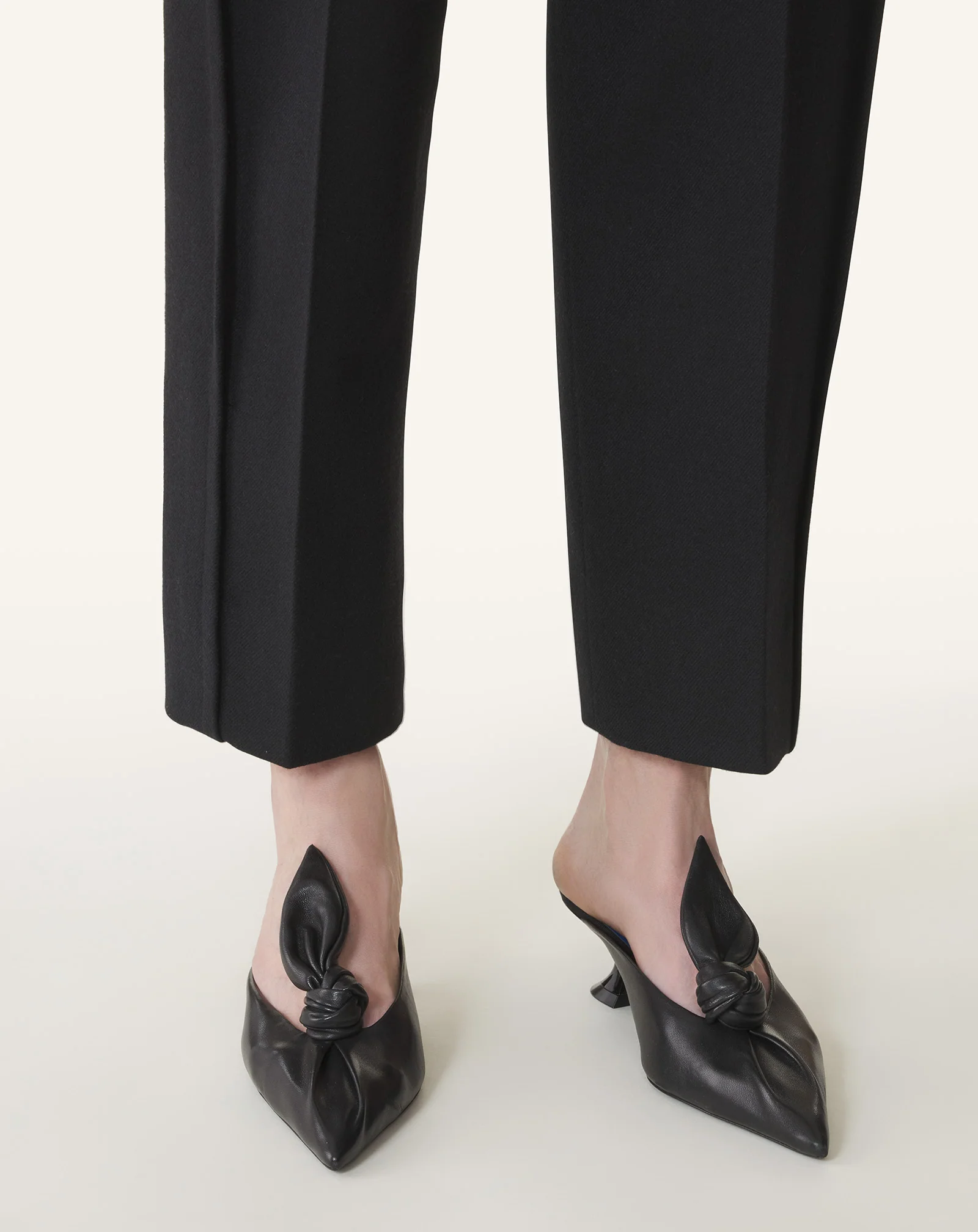 MIDNIGHT STEP HEELED MULES WITH A LEATHER BOW - Image 6