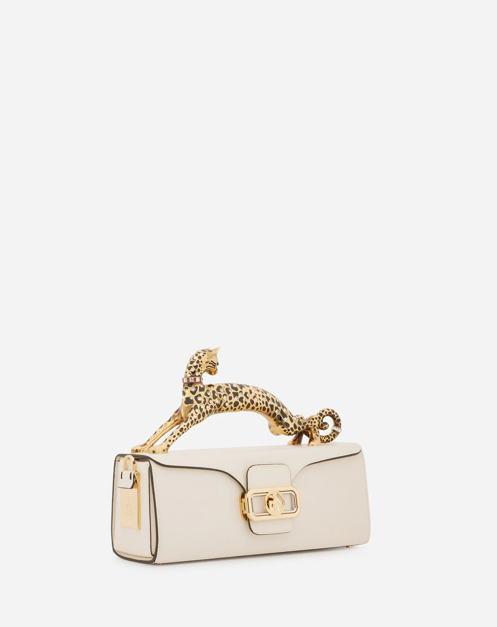 PENCIL CAT BAG IN SHINY LEATHER AND RHINESTONES - Image 3