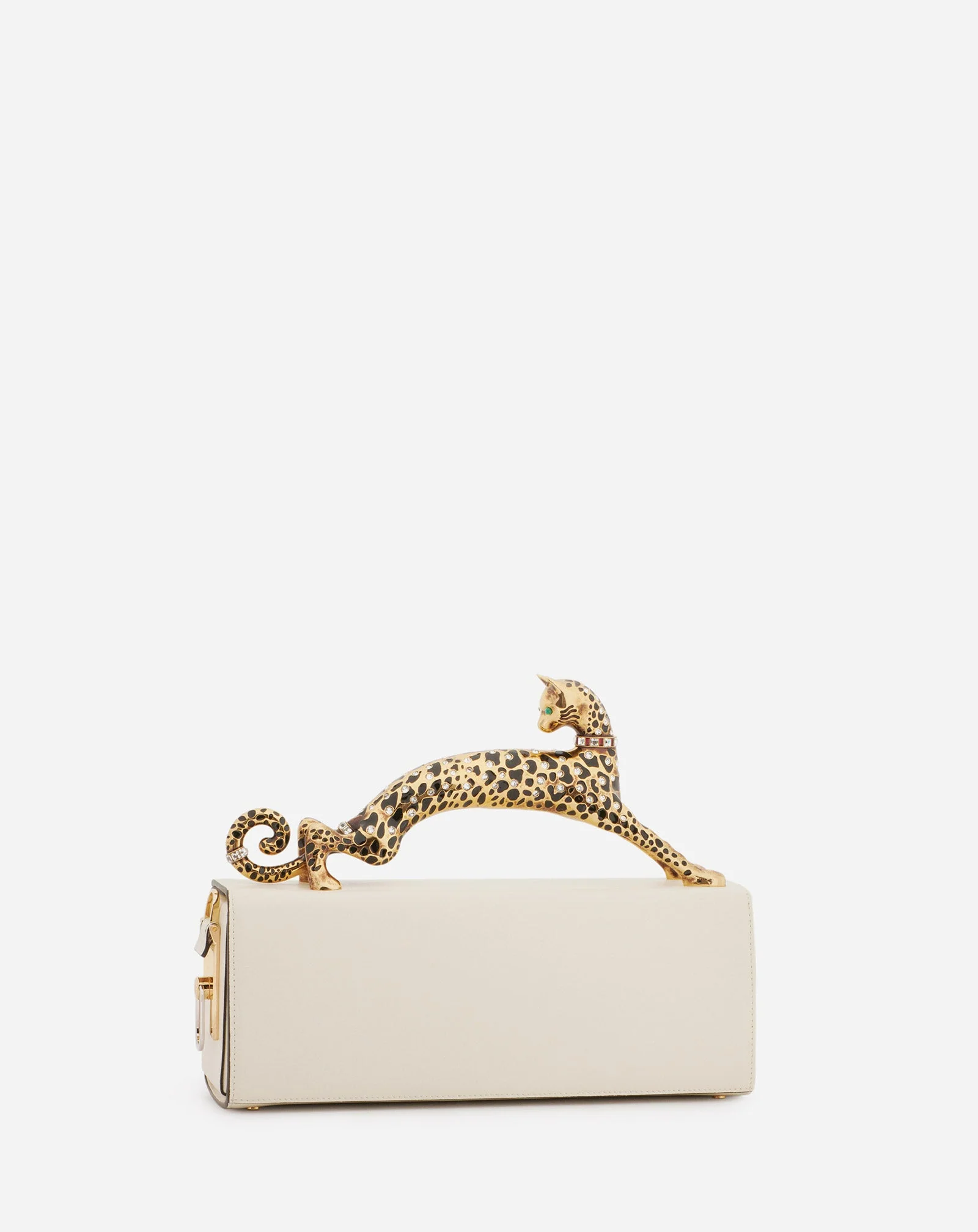 PENCIL CAT BAG IN SHINY LEATHER AND RHINESTONES - Image 4