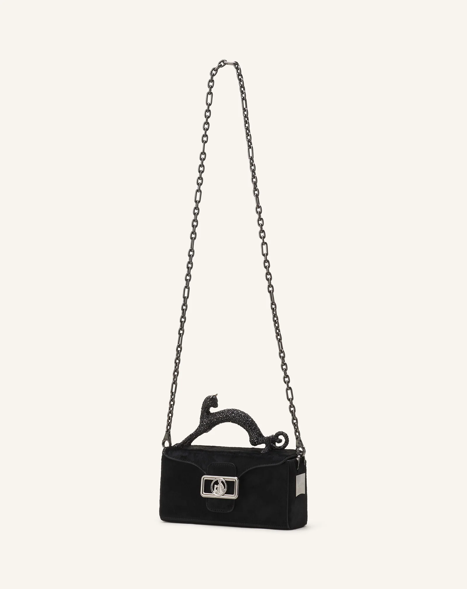 PENCIL CAT NANO BAG IN PONY EFFECT AND RHINESTONES - Image 2