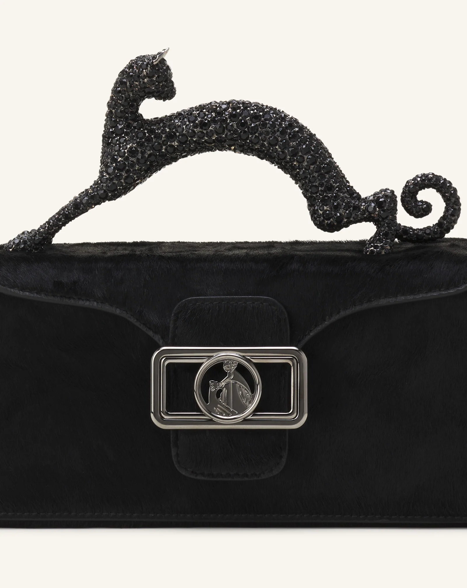 PENCIL CAT NANO BAG IN PONY EFFECT AND RHINESTONES - Image 6