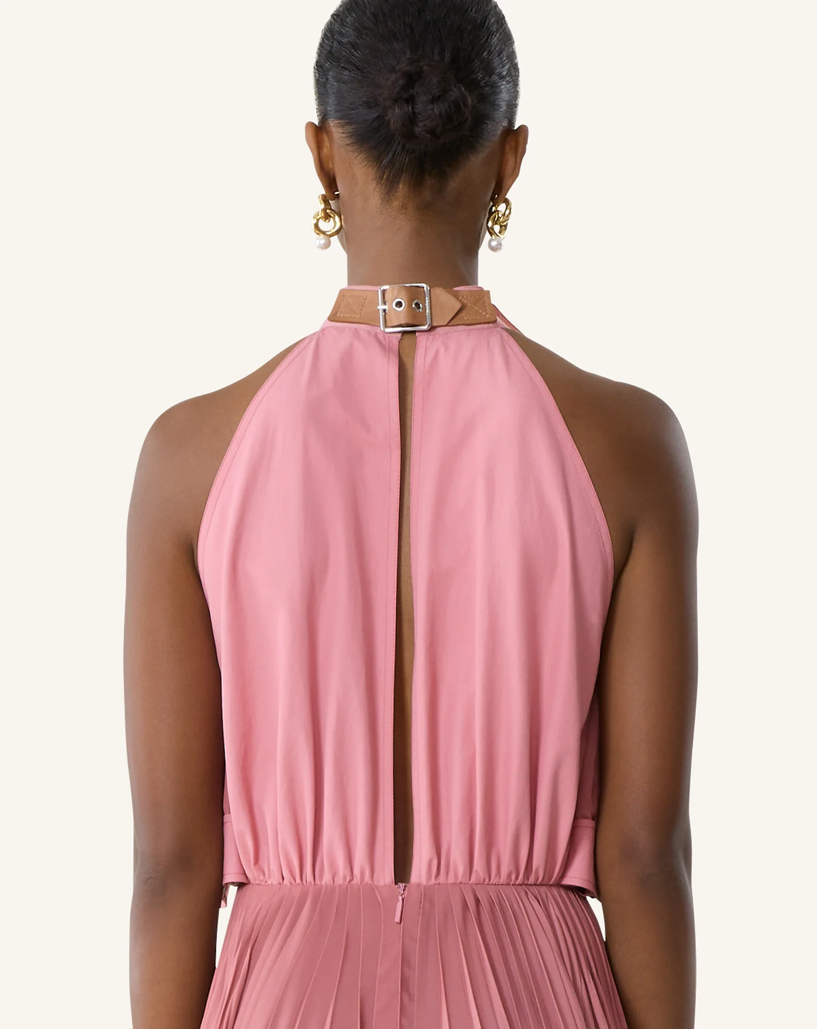 PLEATED DRESS IN CHARMEUSE AND COTTON - Image 6
