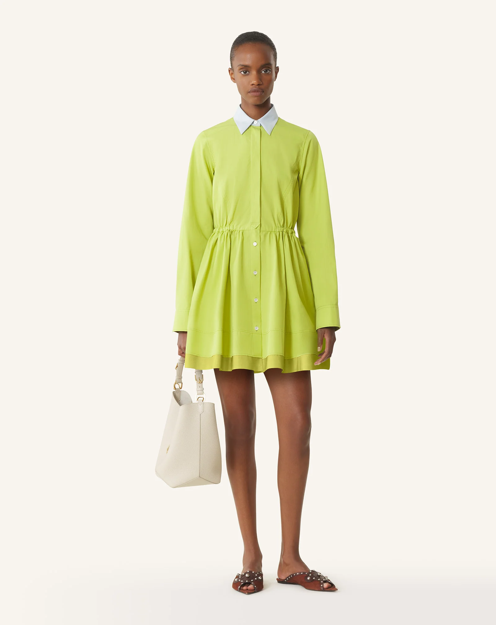 SHORT SHIRT DRESS IN COTTON POPLIN - Image 2