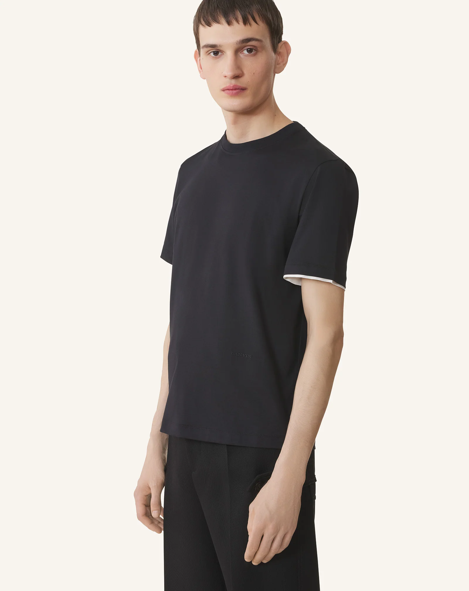 COTTON T-SHIRT WITH SILK DETAIL - Image 3