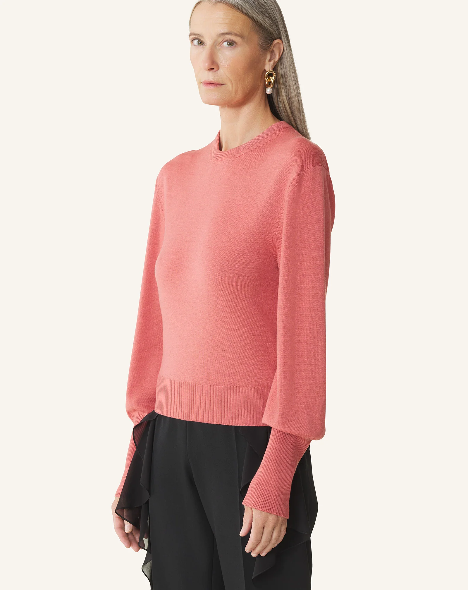 WOOL SWEATER WITH GROS GRAIN DETAIL - Image 3