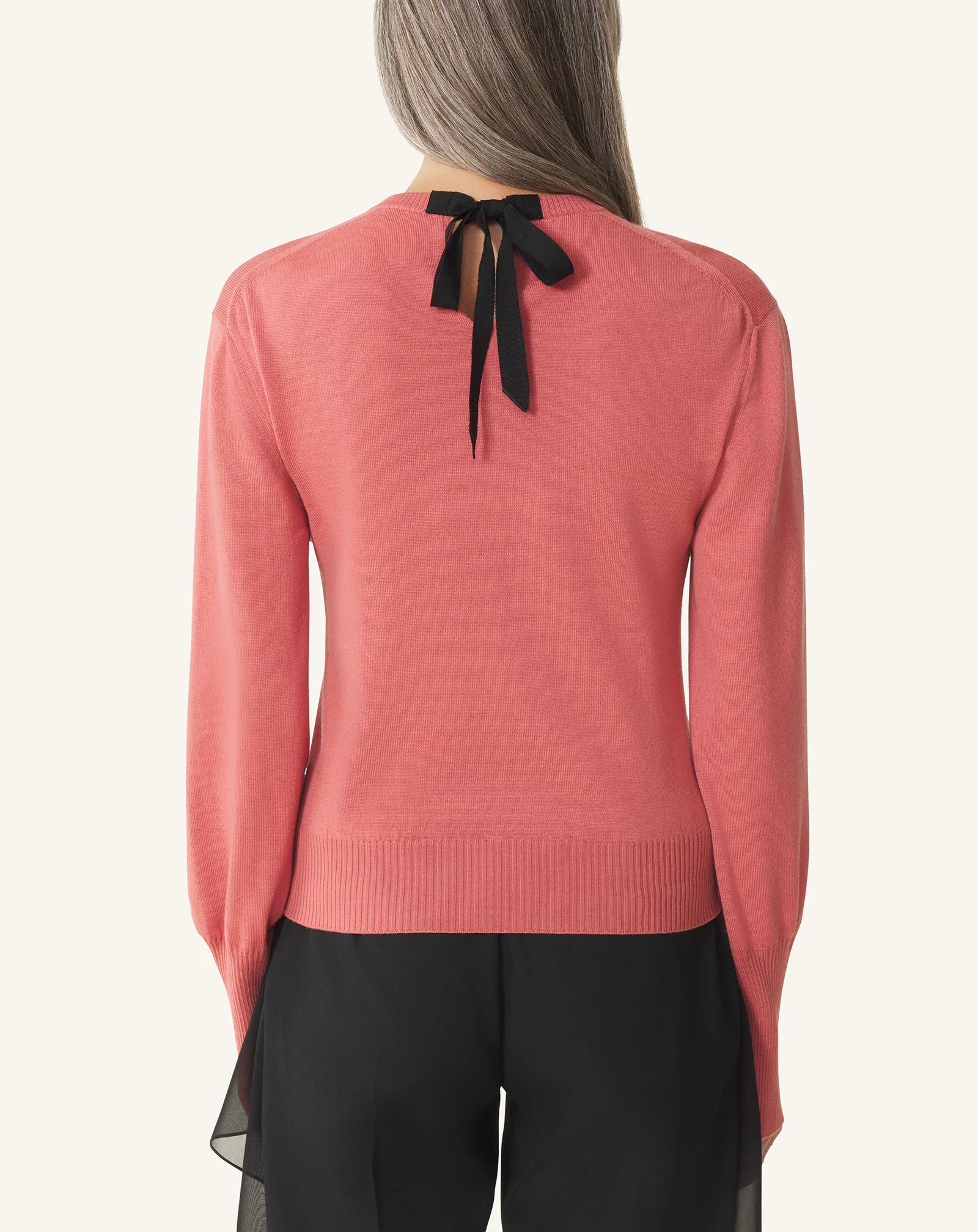 WOOL SWEATER WITH GROS GRAIN DETAIL - Image 4