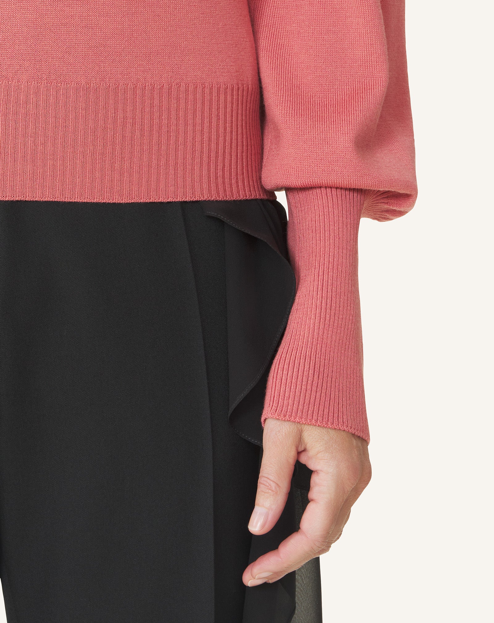 WOOL SWEATER WITH GROS GRAIN DETAIL - Image 5
