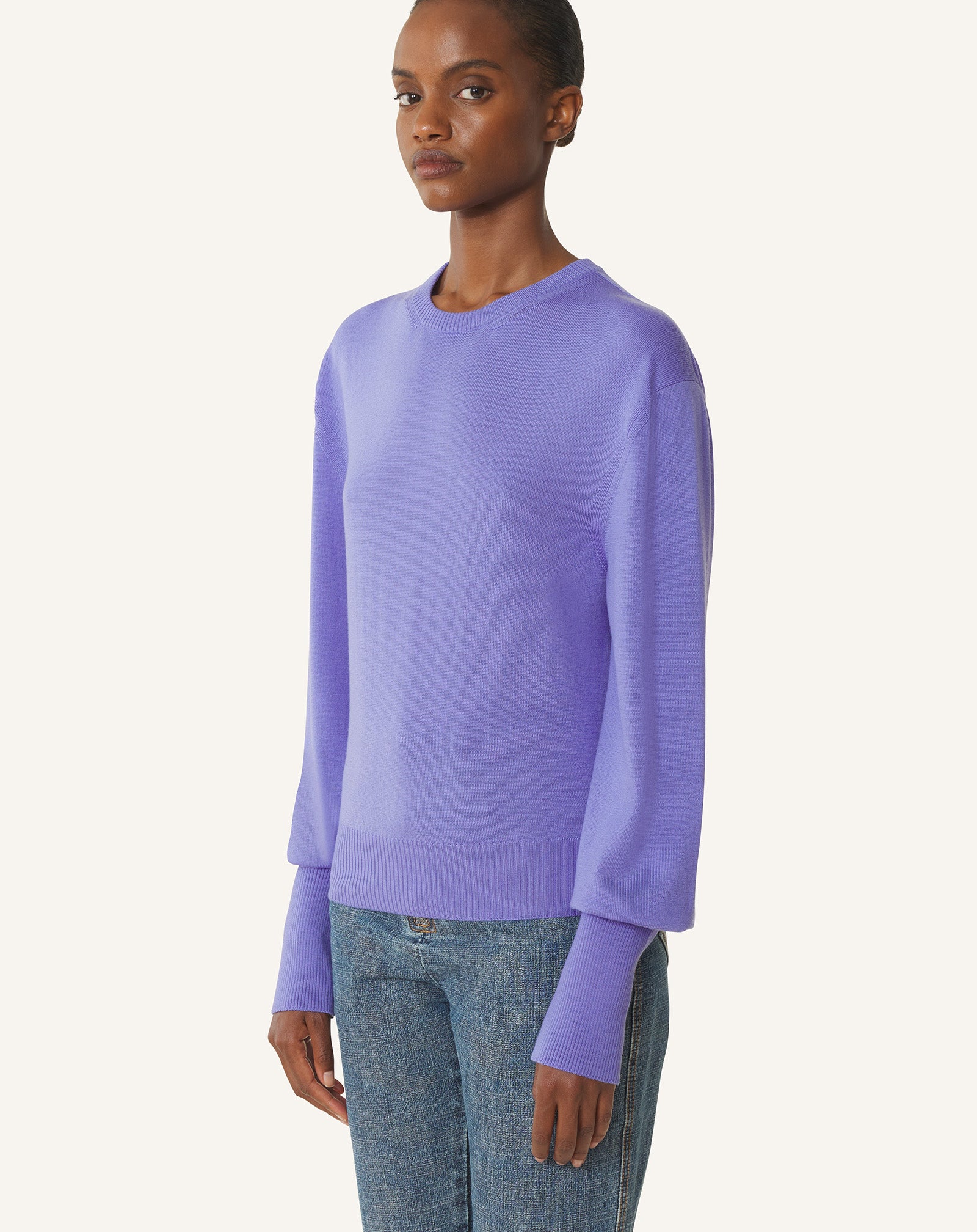WOOL SWEATER WITH GROS GRAIN DETAIL - Image 3