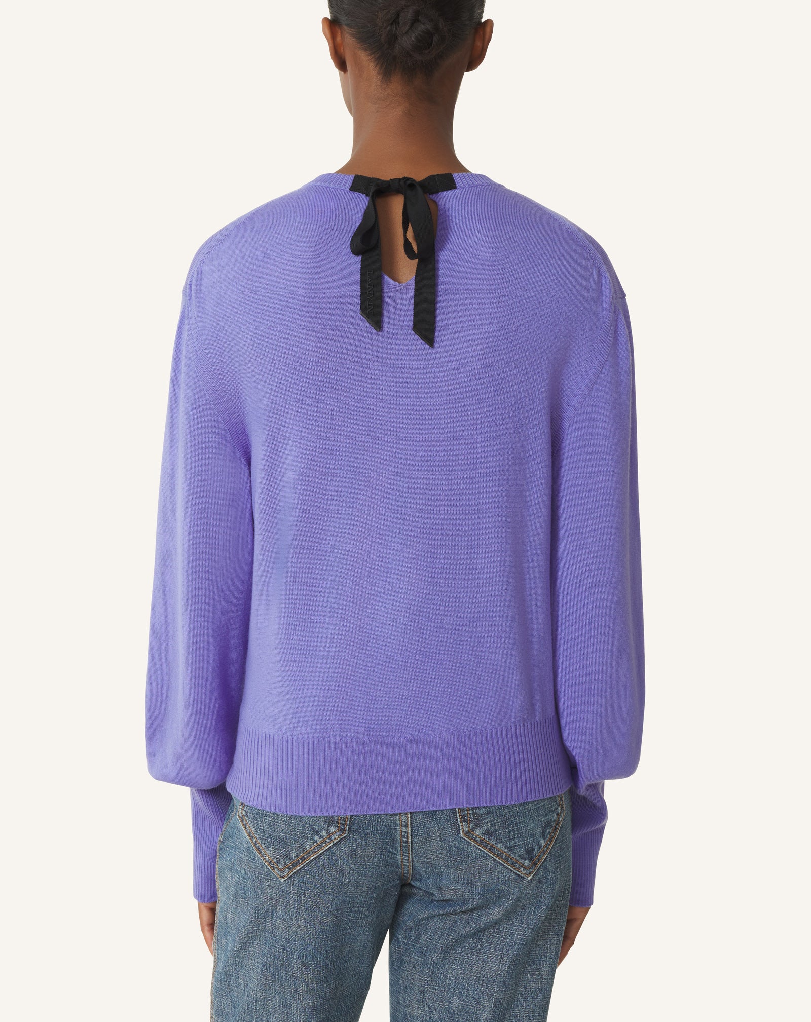WOOL SWEATER WITH GROS GRAIN DETAIL - Image 4